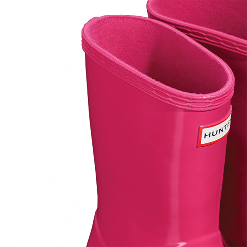 Hunter Boots Kids Bright Pink First Gloss Wellington