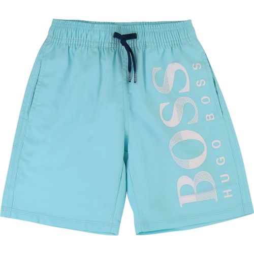 Boys Turquoise Branded Swim Shorts 38344 by BOSS from Hurleys