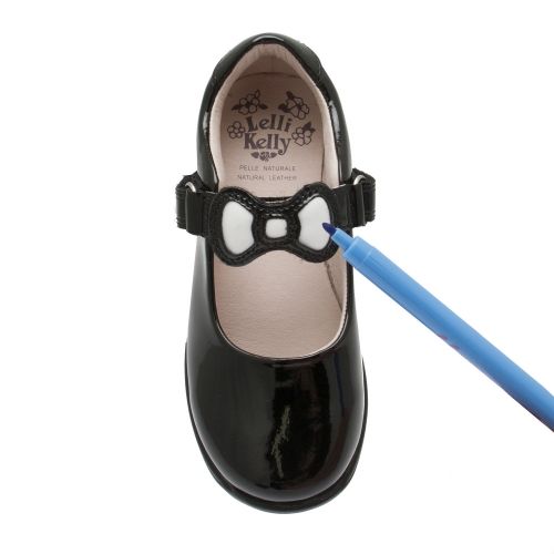 Girls Black Patent Colourissima Bow F Fit Shoes (25-35) 44961 by Lelli Kelly from Hurleys