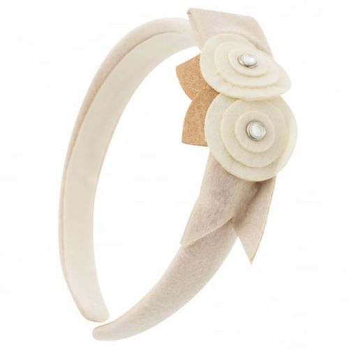 Girls Beige Flowers & Ribbon Head Band 12688 by Mayoral from Hurleys