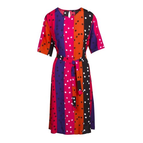 Womens Fuschia Spot & Stripe Midi Dress 48529 by PS Paul Smith from Hurleys