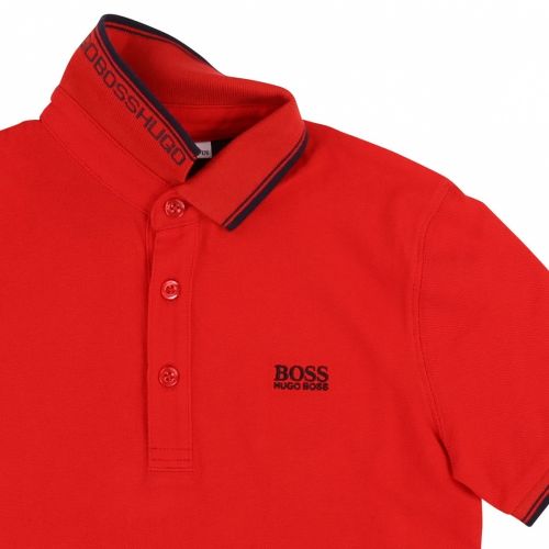 Boys Red Tipped S/s Polo Shirt 45563 by BOSS from Hurleys