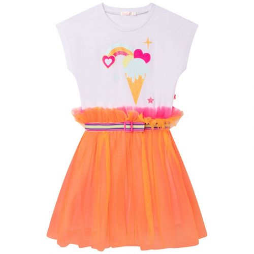 Girls Orange/White Ice Cream Net Skirt Dress 104423 by Billieblush from Hurleys