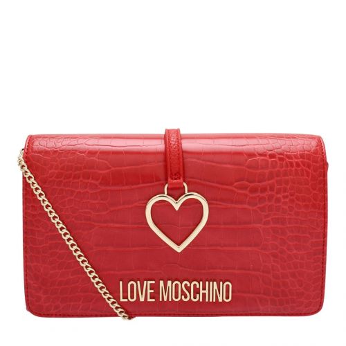 Womens Red Croc Heart Clutch Crossbody Bag 92727 by Love Moschino from Hurleys