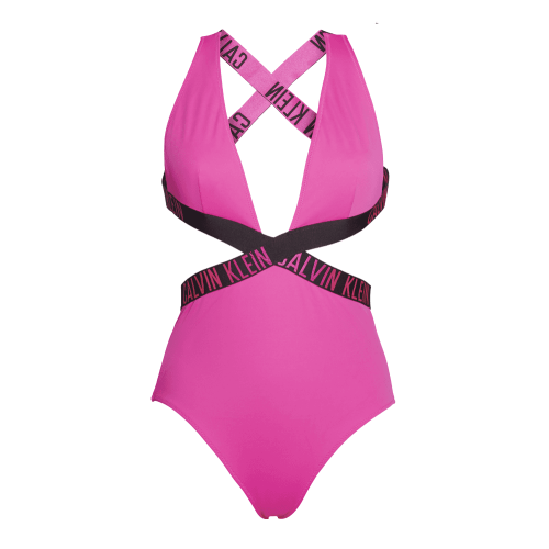 Womens Pink Glo Plunge Cut Out Swimsuit 60098 by Calvin Klein from Hurleys