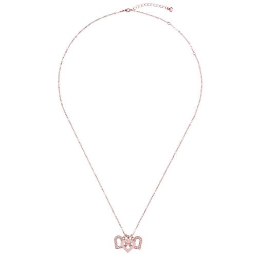 Womens Rose Gold, Crystal & Pink Ezzrela Enchanted 3 Heart Pendant Necklace 24527 by Ted Baker from Hurleys