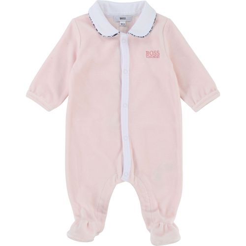 Baby Pink Velour Babygrow 28330 by BOSS from Hurleys