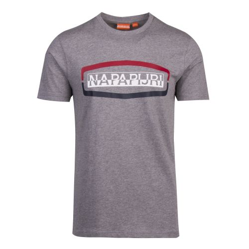 Mens Medium Grey Melange Sogy Logo S/s T Shirt 55258 by Napapijri from Hurleys
