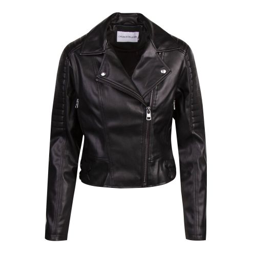 Womens Black Faux Leather Biker Jacket 74752 by Calvin Klein from Hurleys