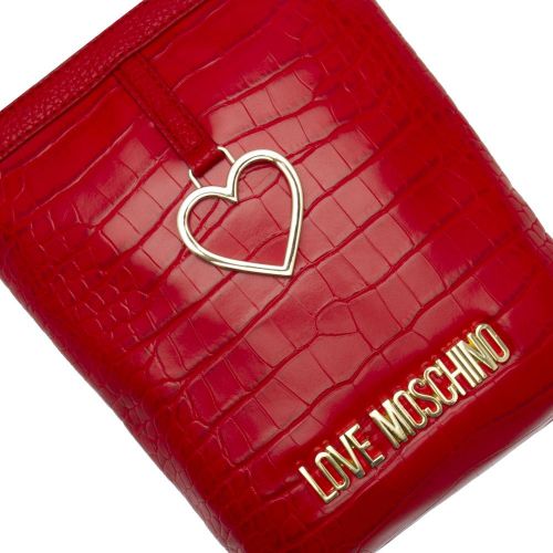 Womens Red Croc Heart Phone Crossbody Bag 95806 by Love Moschino from Hurleys