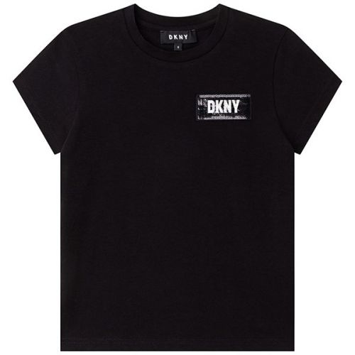 Kids Black Sequin Logo T-Shirt 111134 by DKNY from Hurleys