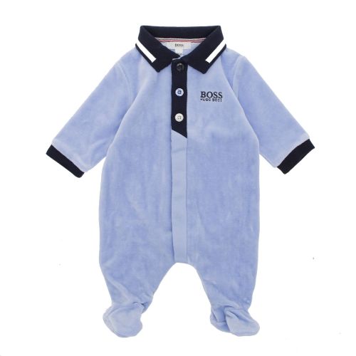 Baby Chambray Blue Velour Babygrow 28320 by BOSS from Hurleys