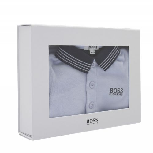 Baby Pale Blue Soft Tipped Collar Babygrow 45473 by BOSS from Hurleys