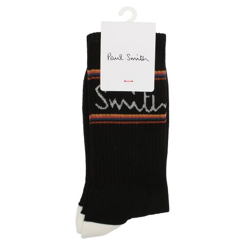 Mens Black Branded Logo Socks