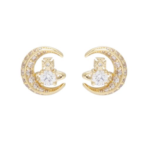 Womens Gold/White Dorina Moon Earrings 76429 by Vivienne Westwood from Hurleys
