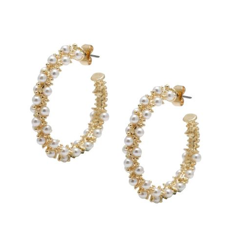Womens Gold Viears Hoop Earrings 92101 by Vila from Hurleys