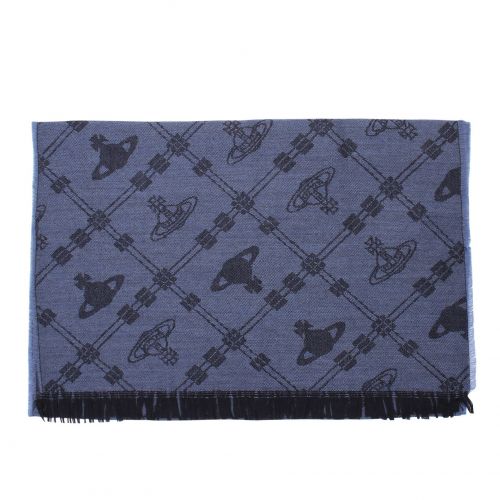 Womens Navy Up + Down Wool Scarf 77524 by Vivienne Westwood from Hurleys