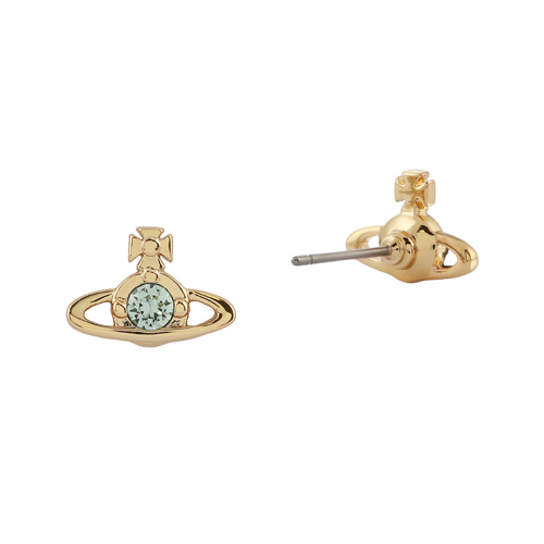 Womens Gold/Chrysolite Nano Solitaire Earrings 98751 by Vivienne Westwood from Hurleys