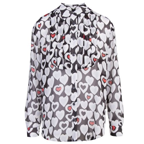 Womens Black/White Chiffon Hearts Blouse 37121 by Emporio Armani from Hurleys