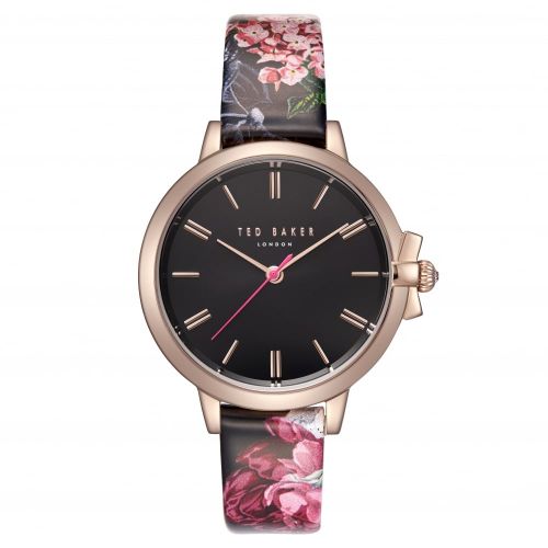 Womens Floral & Rose Gold Bow Case Leather Watch 26291 by Ted Baker from Hurleys