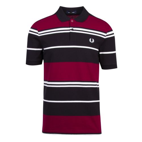 Mens Black/Red Block Stripe S/s Polo Shirt 58900 by Fred Perry from Hurleys