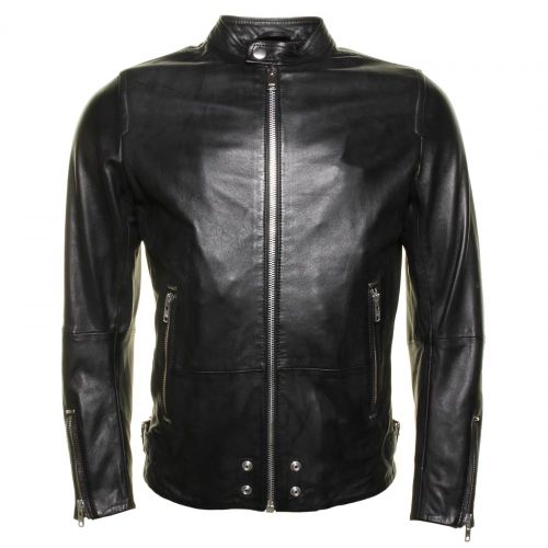 Mens Black L-Edg Leather Jacket 37421 by Diesel from Hurleys