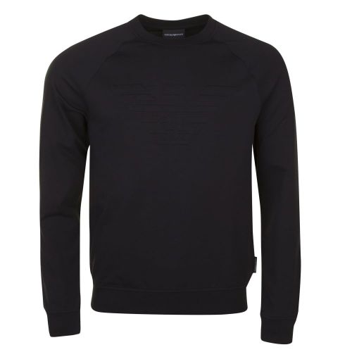 Mens Black Embossed Eagle Sweat Top 22296 by Emporio Armani from Hurleys