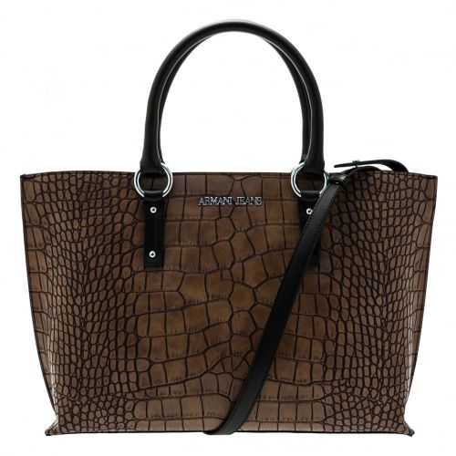 Womens Brown Croc Effect Shopper Bag 59127 by Armani Jeans from Hurleys