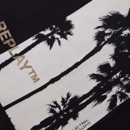 Mens Black Palm Tree S/s T Shirt 41135 by Replay from Hurleys