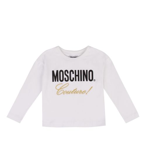 Girls Optical White Couture Logo L/s T Shirt 47316 by Moschino from Hurleys