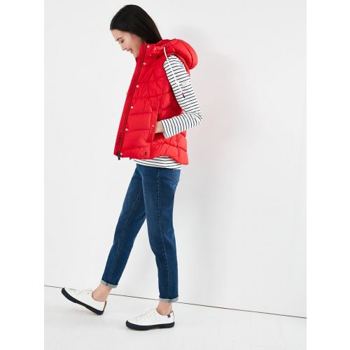 Womens Red Corsham Padded Hooded Gilet 105376 by Joules from Hurleys