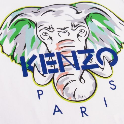 Boys Optic White James Elephant S/s T Shirt 53684 by Kenzo from Hurleys
