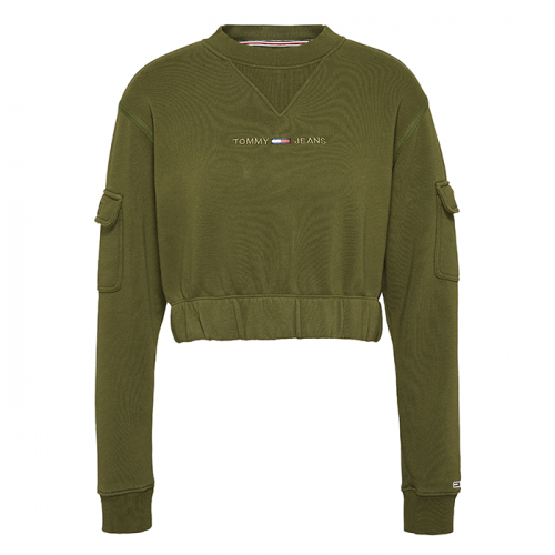 Womens Olive Utility Crop Sweat Top 91571 by Tommy Jeans from Hurleys