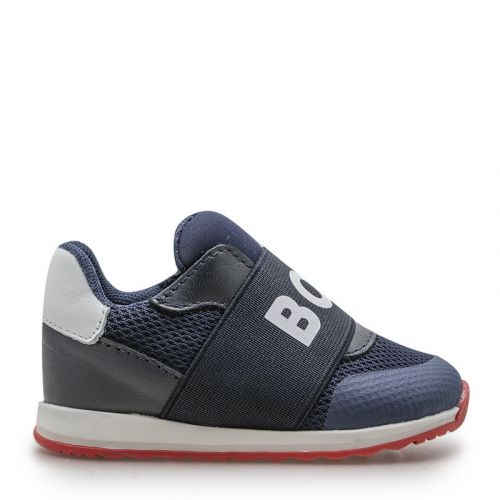 Toddler Navy Logo Elastic Trainers 101849 by BOSS from Hurleys