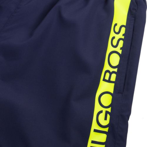 Mens Navy/Lime Dolphin Side Logo Swim Shorts 74416 by BOSS from Hurleys