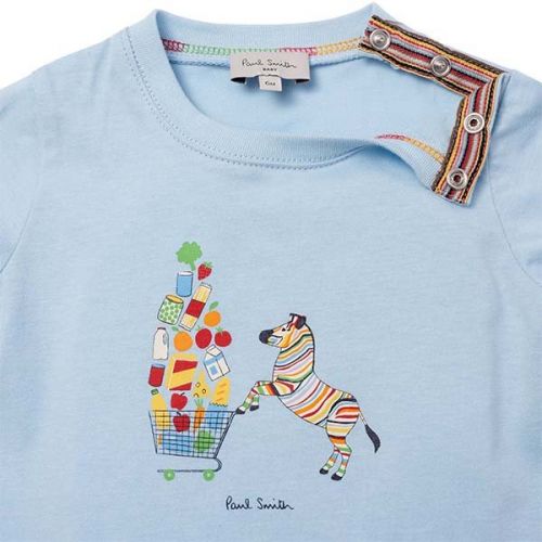 Baby Pale Blue Zebra Trolley S/s T Shirt 107421 by Paul Smith Junior from Hurleys