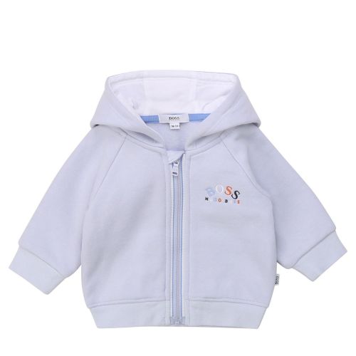 Baby Pale Blue Branded Hooded Zip Through Sweat Top 75233 by BOSS from Hurleys