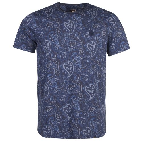 Mens Navy Paisley Print S/s T Shirt 26254 by Pretty Green from Hurleys