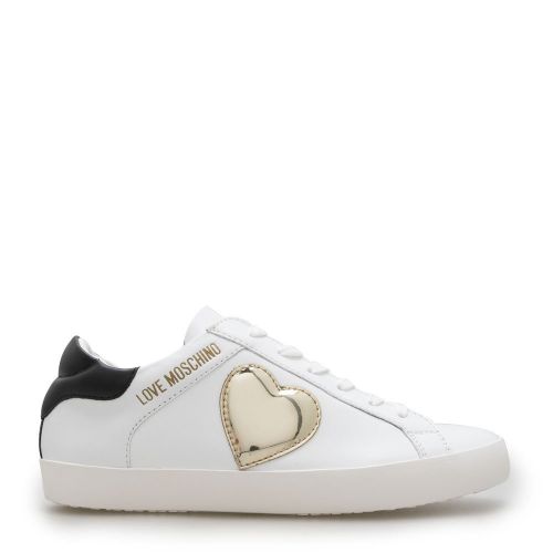 Womens White Metallic Heart Cupsole Trainers 101588 by Love Moschino from Hurleys