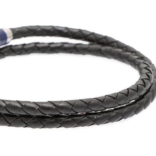 Mens Black Leather Double Wrap Bracelet 109189 by Tommy Hilfiger from Hurleys