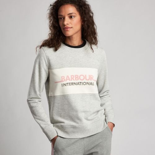 Womens Pale Grey Marl Shuttle Overlayer Sweat Top 51352 by Barbour International from Hurleys