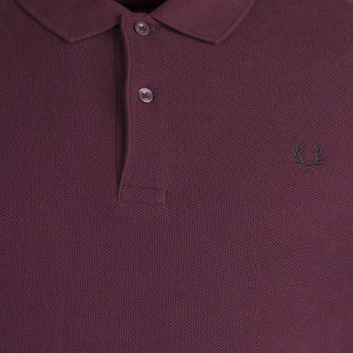 Mens Mahogany Honeycomb Texture L/s Polo Shirt 32041 by Fred Perry from Hurleys