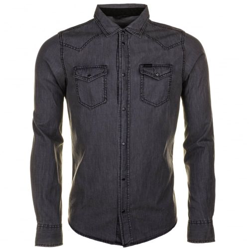 Mens Grey Denim New-Sonora-E L/s Shirt 56659 by Diesel from Hurleys
