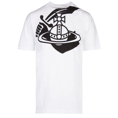 Anglomania Womens White Boxy Arm & Cutlass Logo S/s T Shirt 36346 by Vivienne Westwood from Hurleys