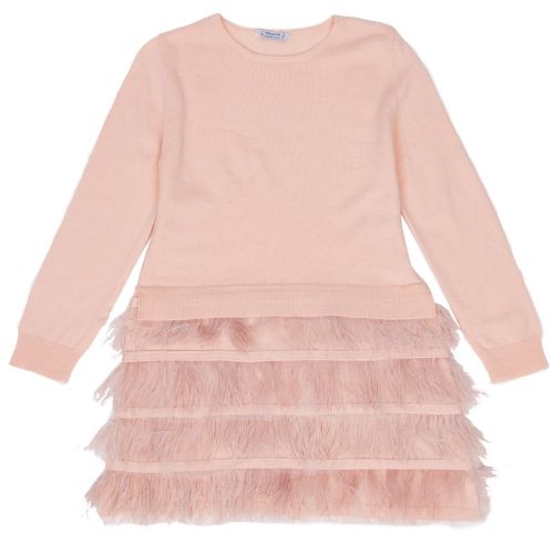 Girls Nude Pink Feather Skirt Dress 29871 by Mayoral from Hurleys