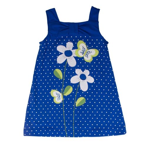 Girls Blue Embroidered Flowers Dress 40161 by Mayoral from Hurleys