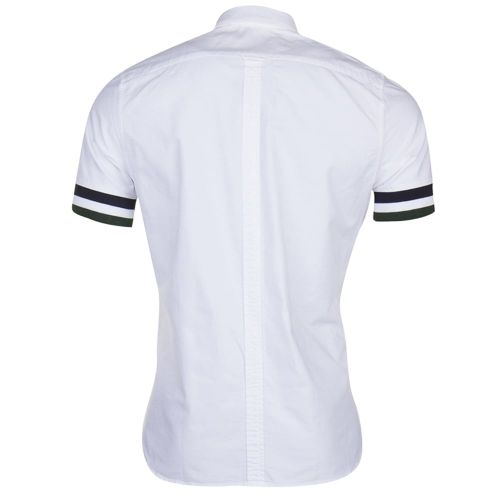 Mens White Striped Cuff S/s Shirt 71440 by Fred Perry from Hurleys
