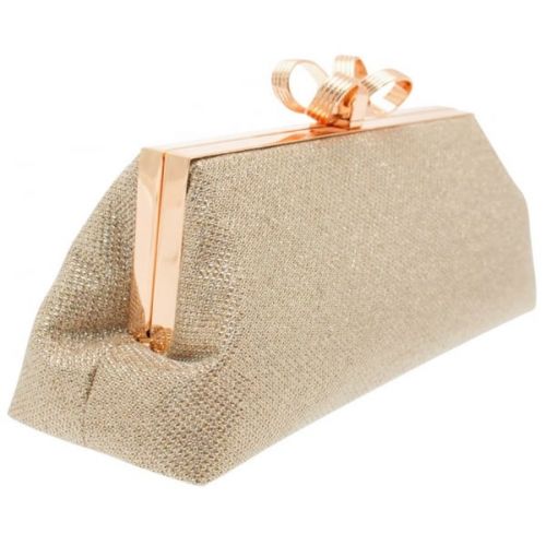 Womens Rose Gold Iirene Glitter Bow Clutch Bag 18573 by Ted Baker from Hurleys