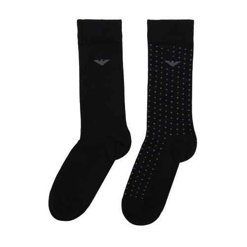 Mens Black Spot + Plain 2 Pack Socks 98597 by Emporio Armani from Hurleys