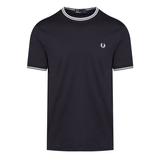 Mens Navy Twin Tipped S/s T Shirt 38145 by Fred Perry from Hurleys